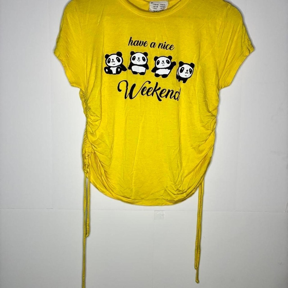 Yellow French Pastry "Have a nice weekend" panda baby tee